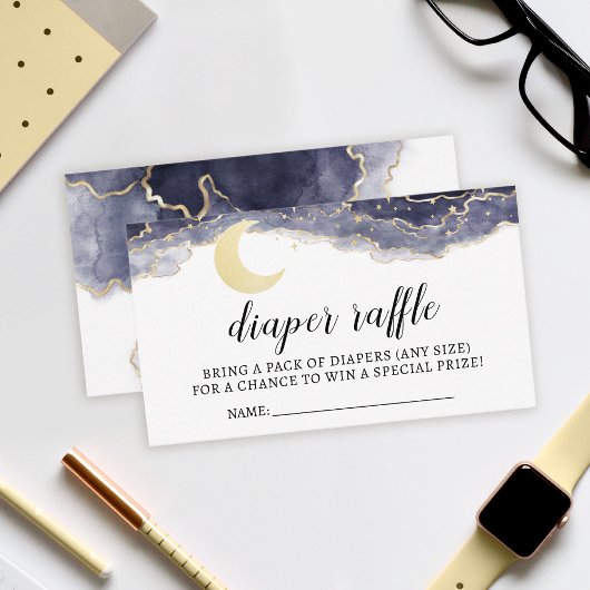 金ゴールドナイトムーンおむつ赤ちゃんシャワーカード エンクロージャーカード