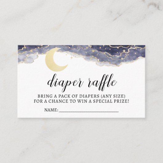 金ゴールドナイトムーンおむつ赤ちゃんシャワーカード エンクロージャーカード (正面)