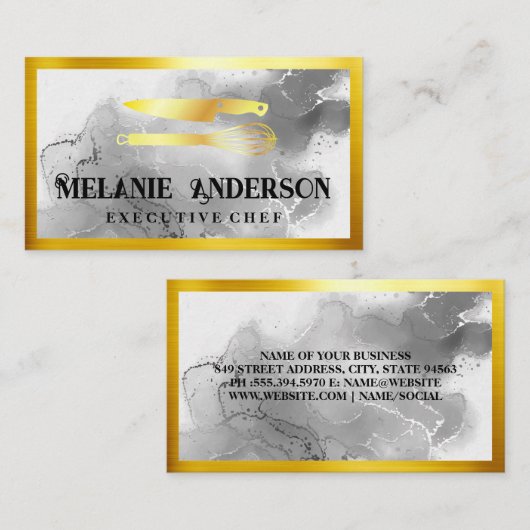 金ゴールドナイフ・ウィスク |金ゴールド縁ど 名刺 (正面/裏面)