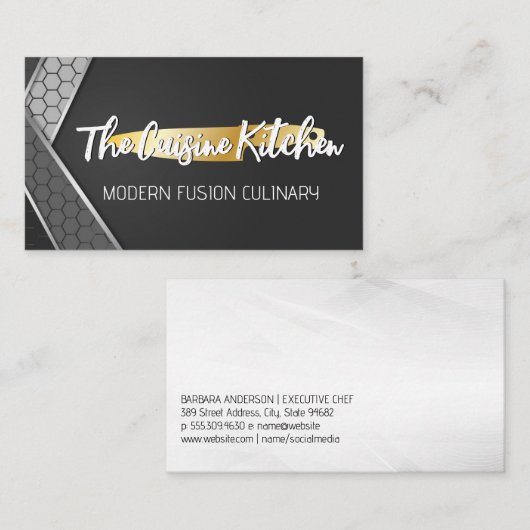 金ゴールドナイフ | 幾何学的な背景 名刺 (正面/裏面)