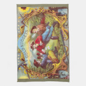 金ゴールドナゲッツアンティークシガーラベル キッチンタオル (縦)