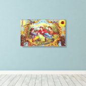 金ゴールドナゲッツアンティークシガーラベル キャンバスプリント (インサイチュ (ウッドフロア))