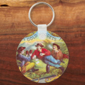 金ゴールドナゲッツアンティークシガーラベル キーホルダー (正面)