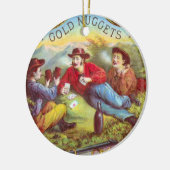 金ゴールドナゲッツアンティークシガーラベル セラミックオーナメント (左)