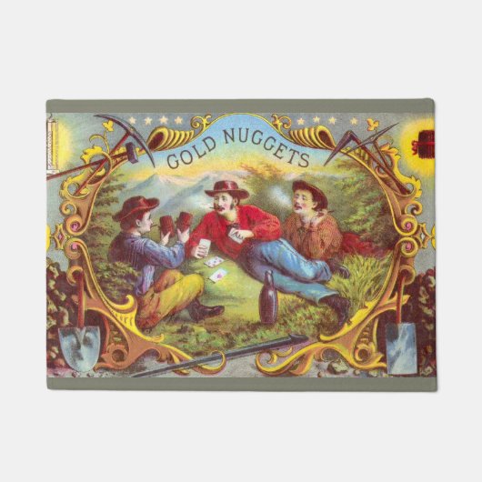 金ゴールドナゲッツアンティークシガーラベル ドアマット (正面)