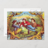 金ゴールドナゲッツアンティークシガーラベル ポストカード (正面/裏面)