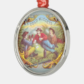 金ゴールドナゲッツアンティークシガーラベル メタルオーナメント (左)