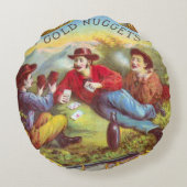 金ゴールドナゲッツアンティークシガーラベル ラウンドクッション (裏面)