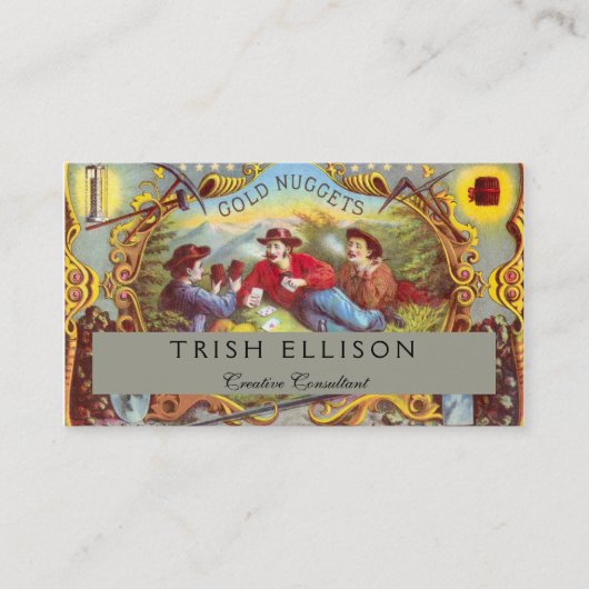 金ゴールドナゲッツアンティークシガーラベル 名刺 (正面)