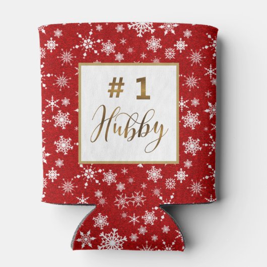 金ゴールドナンバー1ハビー冬の雪片モノグラム 缶クーラー (裏面)