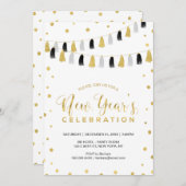 金ゴールドニューイヤーイブパーティー企業のホリデーパーティー 招待状 (正面/裏面)