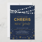 金ゴールドニューイヤーイブパーティー企業のホリデーパーティー 招待状 (正面)