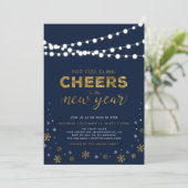 金ゴールドニューイヤーイブパーティー企業のホリデーパーティー 招待状 (スタンド正面)