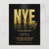 金ゴールドニューイヤーエブディスコパーティの招待状 ポストカード (正面)
