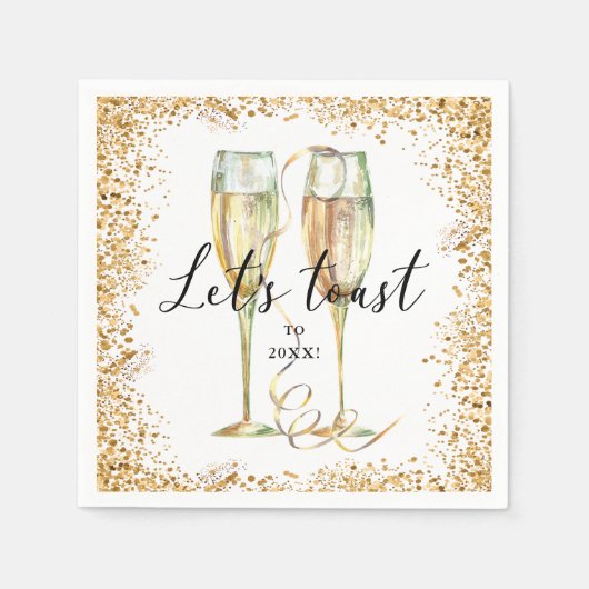 金ゴールドニューイヤーパーティー紙ナプキン スタンダードカクテルナプキン (正面)