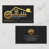 金ゴールドニューホーム鍵実在エステートプロパティ 名刺 (正面/裏面)