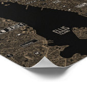 金ゴールドニューヨークシティマップ詳細建物 ポスター (角)