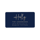 金ゴールドネイビモダンーミニマルブルーエレガント ラベル (正面)