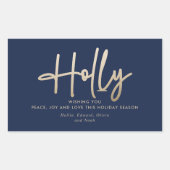 金ゴールドネイビモダンーミニマルブルーエレガント 長方形シール (正面)