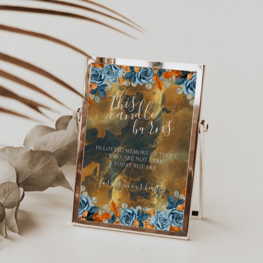 金ゴールドネイビーこのロウソクは愛情に満ちた記憶のサインで燃える ポスター