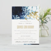 金ゴールドネイビーアンダーウォーターフィッシュエイジ誕生日招待状 招待状 (スタンド正面)