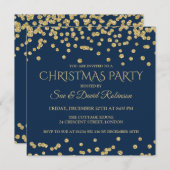 金ゴールドネイビーエレガントグリッタークリスマスホリデーパーティー 招待状 (正面/裏面)