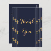 金ゴールドネイビーエレガントタイポグラフィありがとう ポストカード (正面/裏面)
