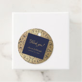 金ゴールドネイビーエレガントブルーヴィンテージウェディングラウンド フェイバータグ (インサイチュ)