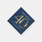 金ゴールドネイビーカスタムル40歳のパーティー スタンダードカクテルナプキン (角)