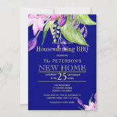 金ゴールドネイビーグリーン秋引っ越し祝いパーティーbbq 招待状 (正面)