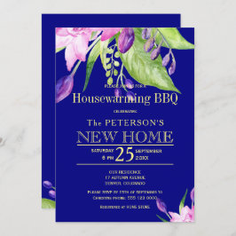 金ゴールドネイビーグリーン秋引っ越し祝いパーティーbbq 招待状