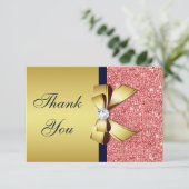 金ゴールドネイビーコーラルシークインズダイアモンボグサンキュー サンキューカード (スタンド正面)