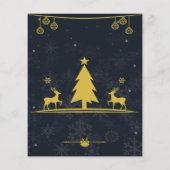 金ゴールドネイビースノーフレーククリスマスパーティの招待状 (裏面)