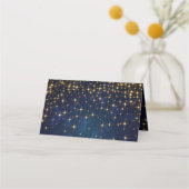 金ゴールドネイビースパークルライツホリデークリスマスパーティー プレイスカード (裏面)