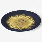 金ゴールドネイビースパークルライツホリデークリスマスパーティー ペーパープレート (アングル)