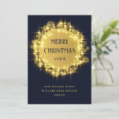 金ゴールドネイビースパークルライツ企業のクリスマス シーズンカード (スタンド正面)