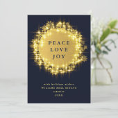 金ゴールドネイビースパークルライツ企業のクリスマス シーズンカード (スタンド正面)