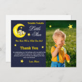 金ゴールドネイビートゥインクルリトルスターの最初の誕生日の写真 サンキューカード (正面/裏面)