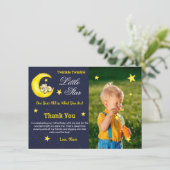 金ゴールドネイビートゥインクルリトルスターの最初の誕生日の写真 サンキューカード (スタンド正面)