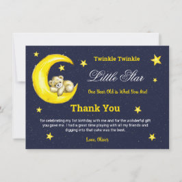 金ゴールドネイビートゥインクルリトルスター1st誕生日 サンキューカード