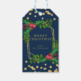 金ゴールドネイビーファミリーメリークリスマスグリッター ギフトタグ