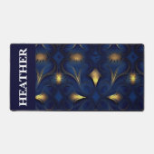 金ゴールドネイビーフラクタルモノグラム名 デスクマット (正面)