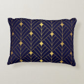 金ゴールドネイビーブルーアールデコダイヤモンドパターン アクセントクッション (裏面)