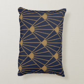 金ゴールドネイビーブルーアールデコファンパターン アクセントクッション (裏面(縦))