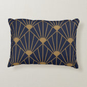 金ゴールドネイビーブルーアールデコファンパターン アクセントクッション (裏面)
