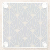 金ゴールドネイビーブルーアールデコファンパターン ガラスコースター (裏面)