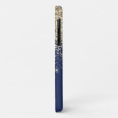 金ゴールドネイビーブルーガーリーグリッタースパークルモノグラム名 Case-Mate iPhoneケース (裏面/左)