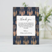 金ゴールドネイビーブルーグリッターイカットドリームキャッチャパターン サンキューカード (スタンド正面)