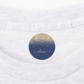 金ゴールドネイビーブルーグリッターシックモノグラム名 ラベル (貼付)