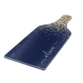 金ゴールドネイビーブルーグリッタースクリプトモノグラムガーリー名 カッティングボード (角)